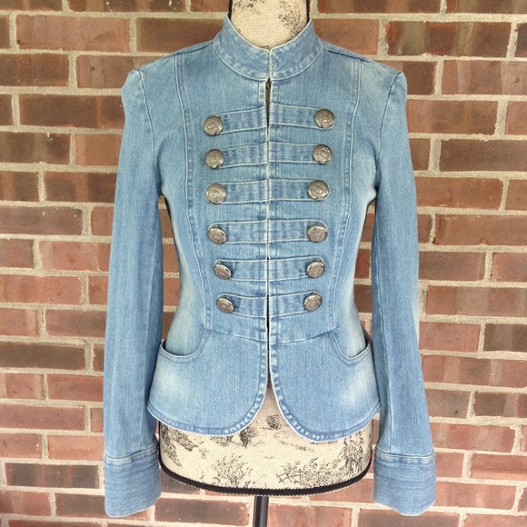 military style denim jacket